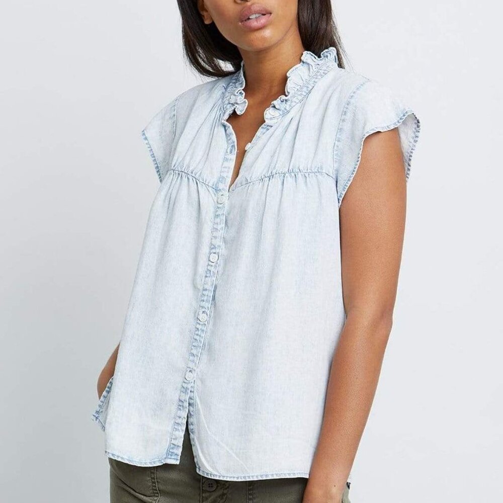 RAILS ruthie button down shirt in light acid wash (S)